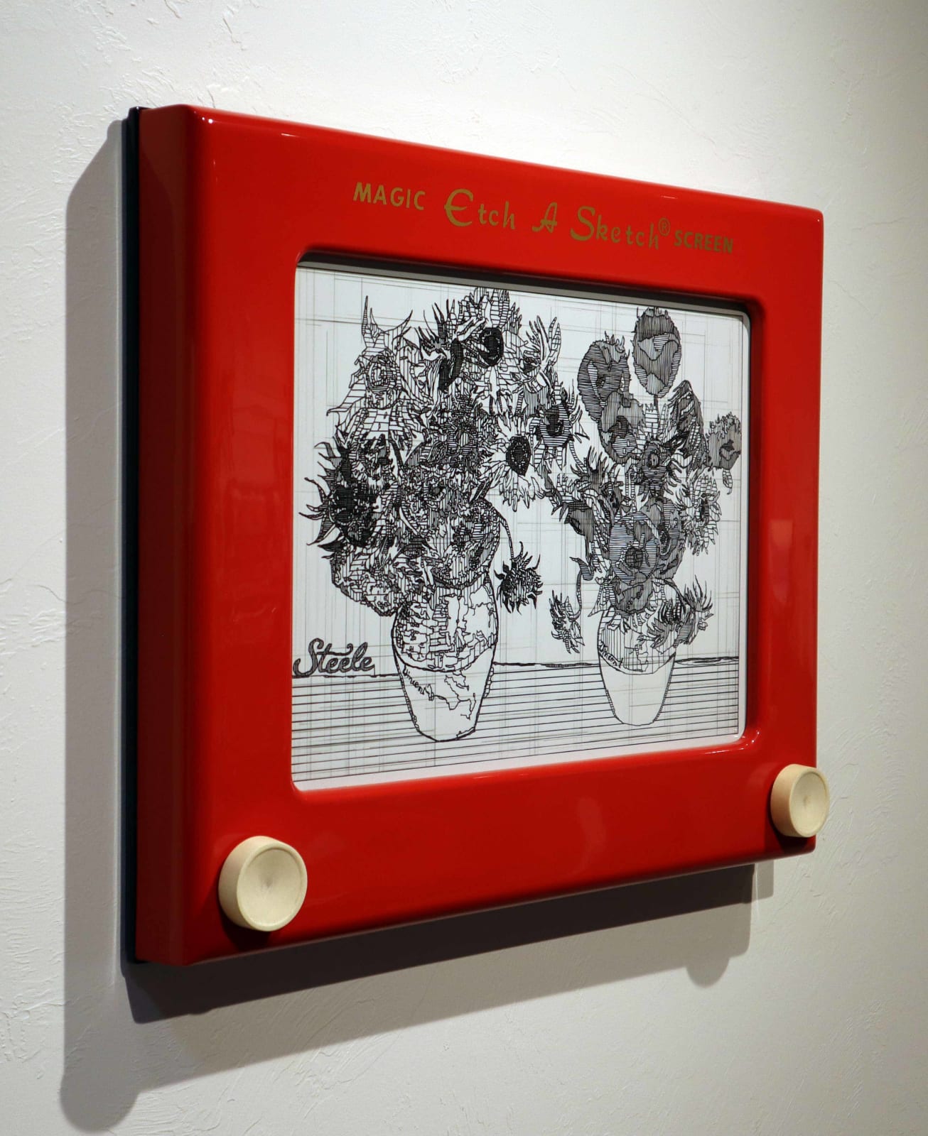Ben Steele Etch a Sketch van gogh sunflowers in sun valley