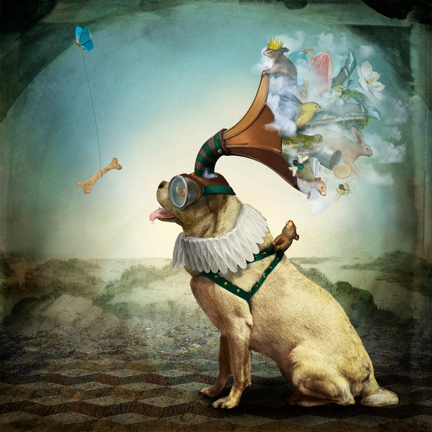 Maggie Taylor surrealist photography dog and bone buy at gilman contemporary
