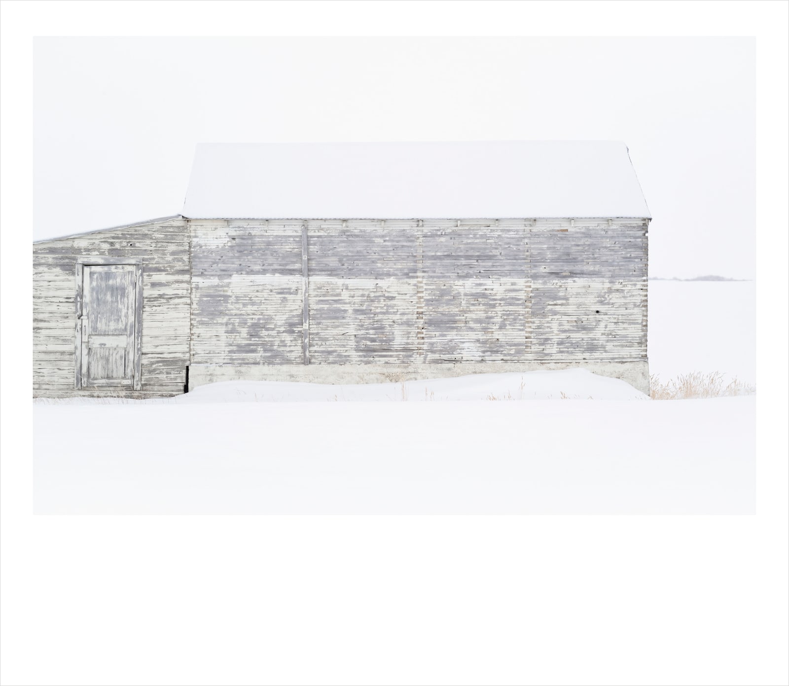 white barn in snow