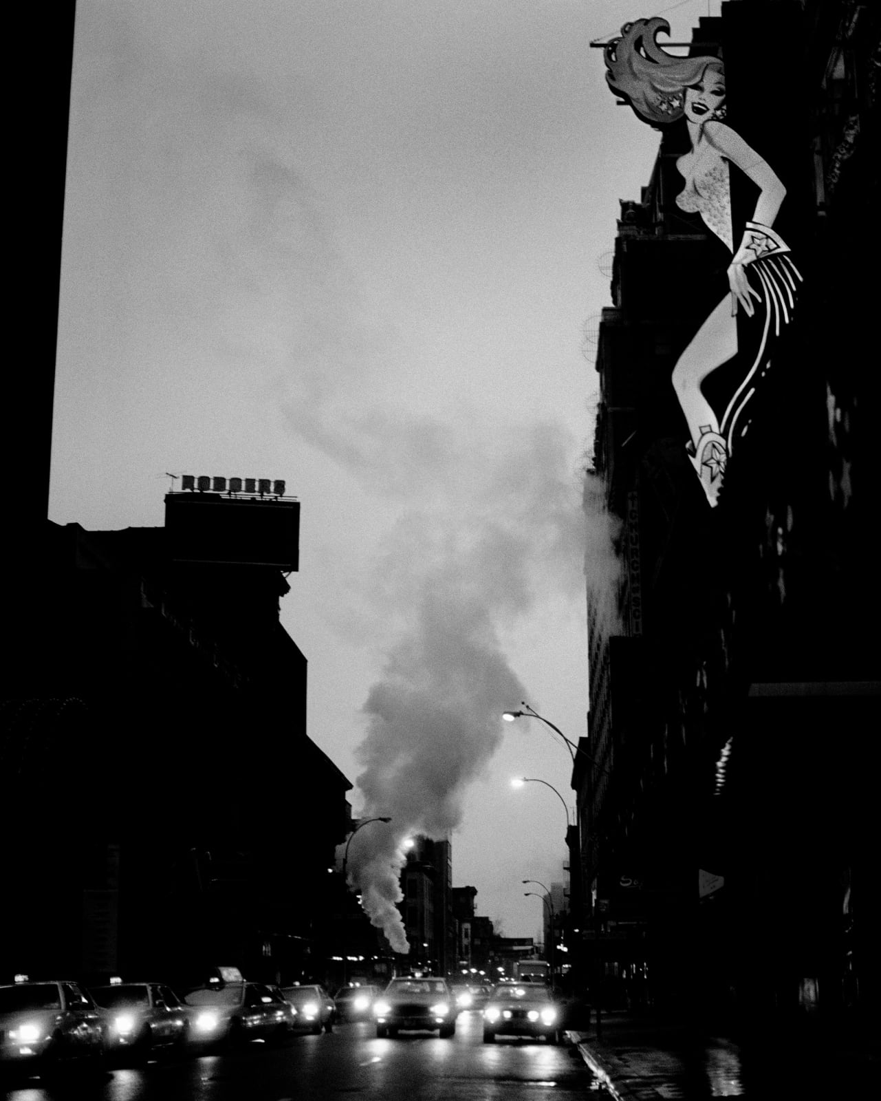 black and white photo gritty city