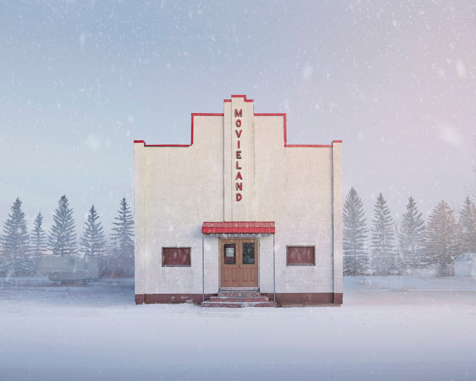 Burdeny photograph movie theater in snow