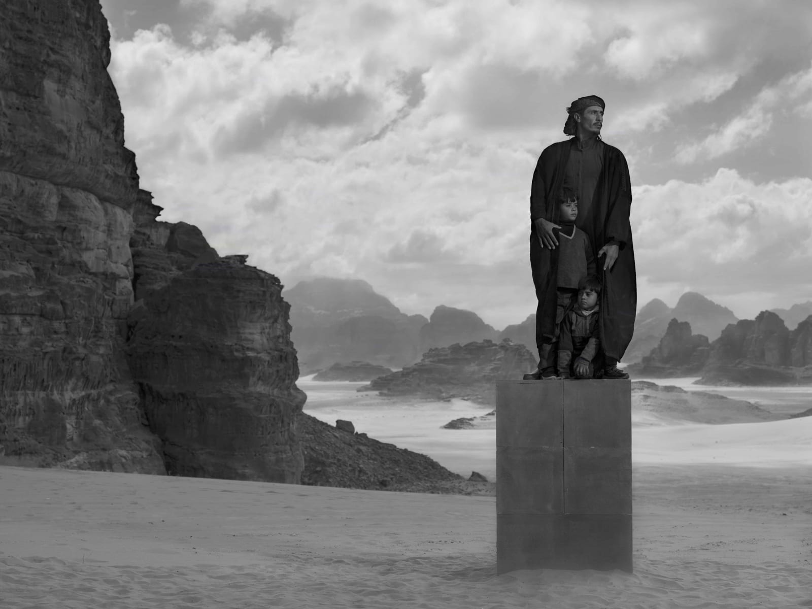 Nick Brandt Black and white photography Syrian Refugees in Jordon Desert available at Gilman Contemporary