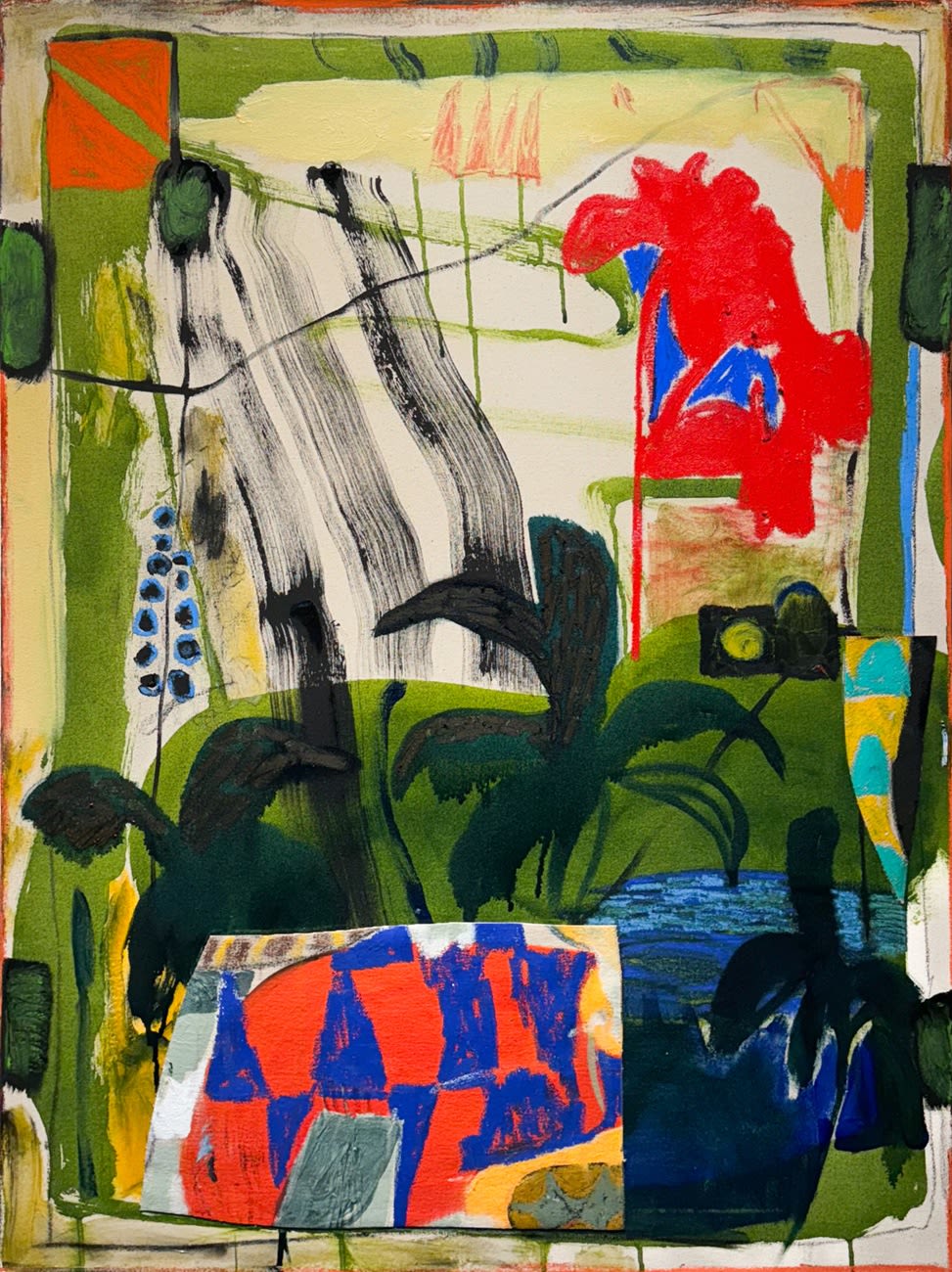 Thai Mainhard floral and abstract painting green leaves purchase at Gilman Contemporary