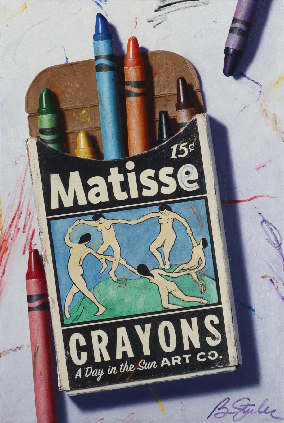 Ben Steele oil painting crayons matisse label purchase at Gilman Contemporary