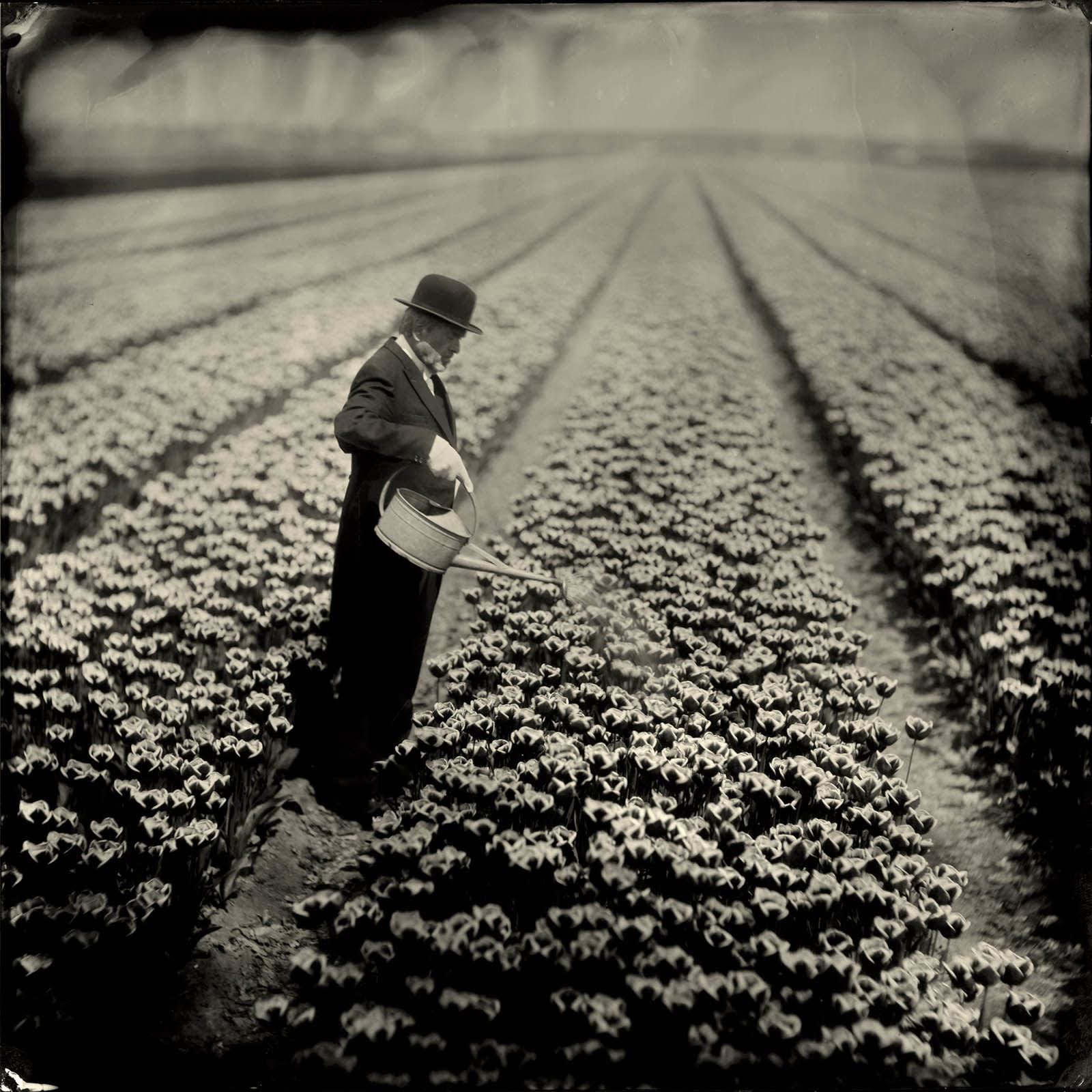 buy Alex Timmermans photograph here Holland black and white tulip fields Sun Valley art gallery Gilman Contemporary
