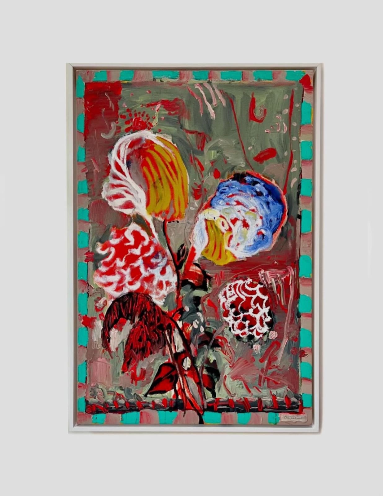 thai mainhard installation view hydrangea abstract with bright colors Gilman Contemporary
