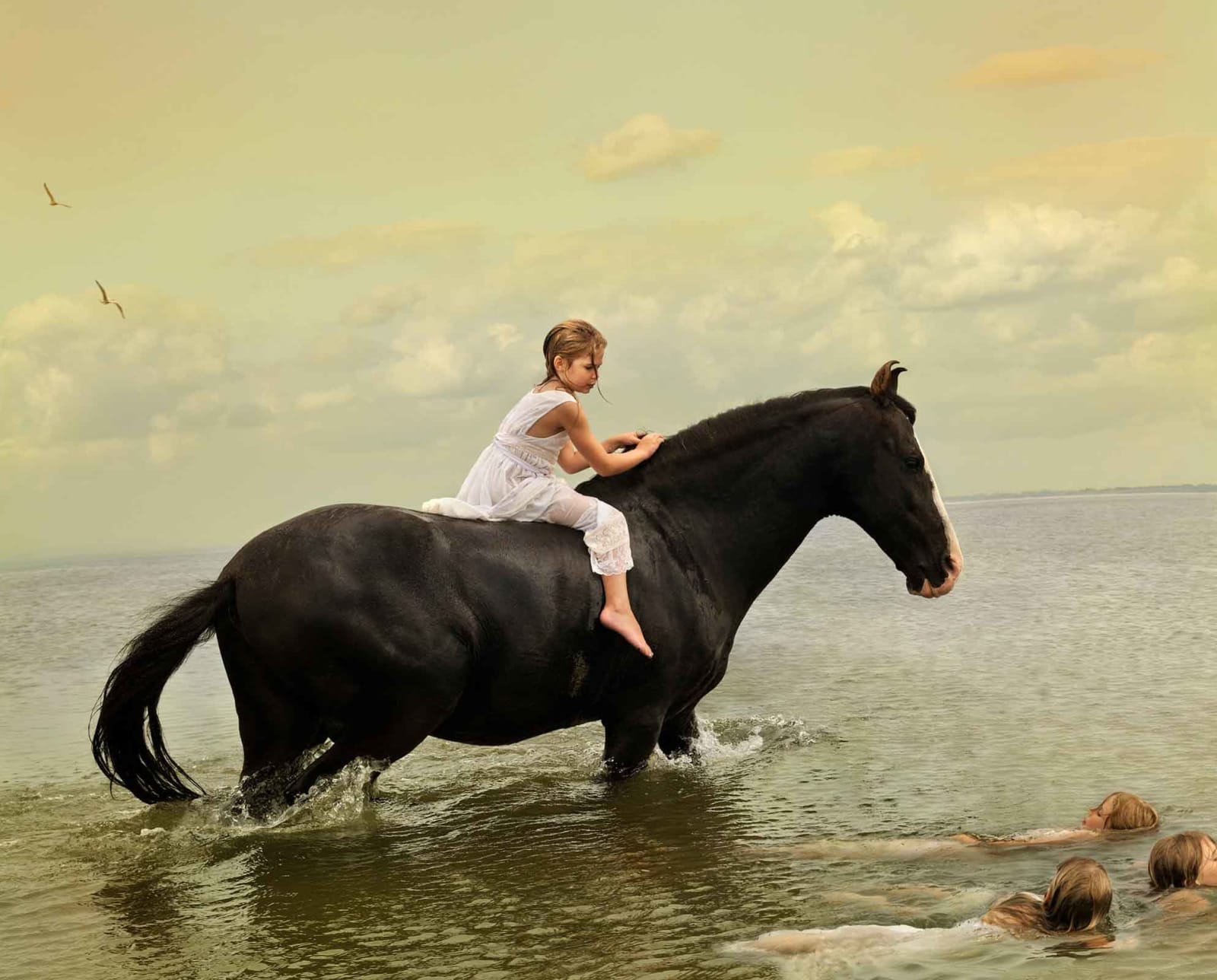 Maritime Sentry Tom Chambers photography girl on horse in water buy here Gilman Contemporary Sun Valley art gallery