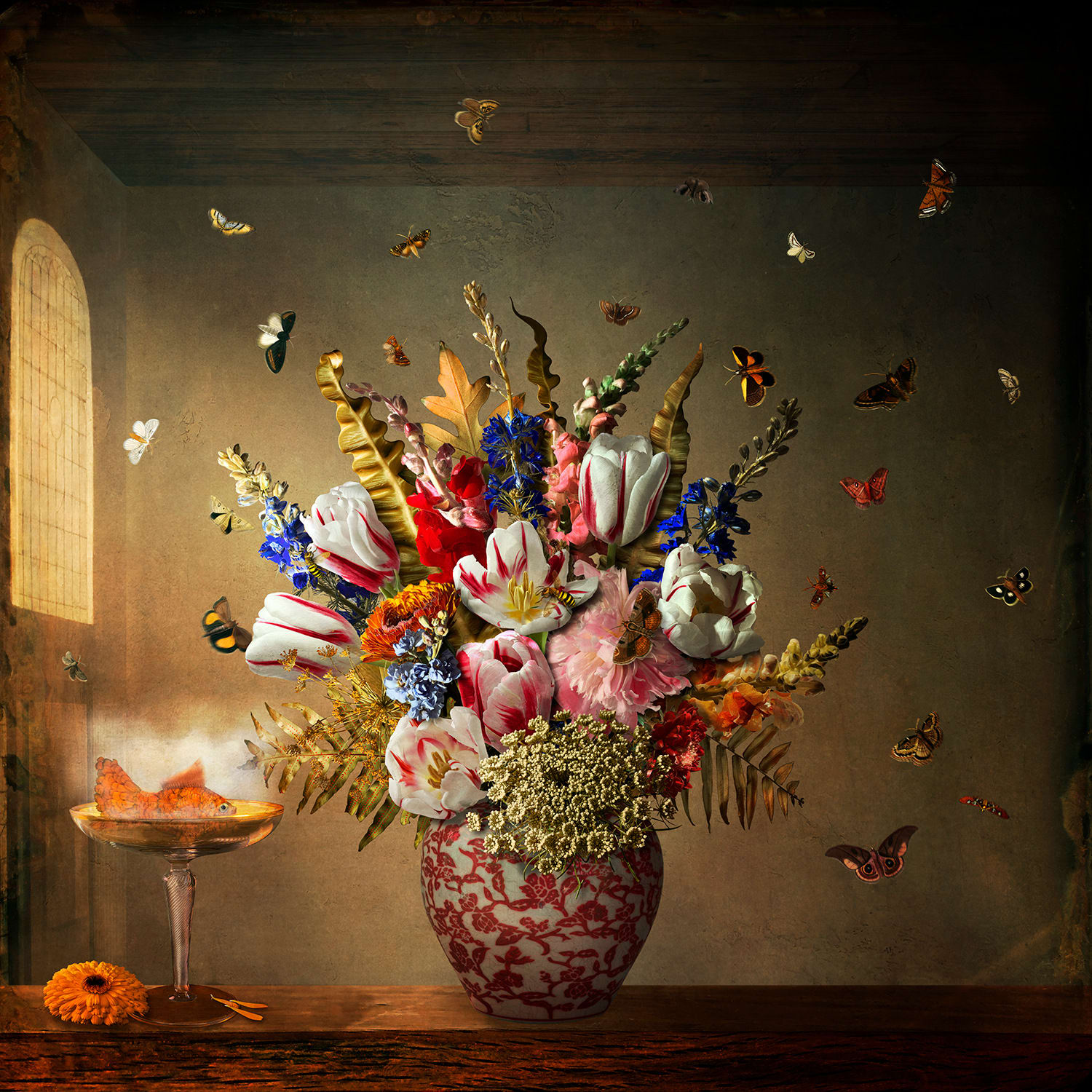 Maggie Taylor surrealist photography floral still life with butterflies gilman contemporary