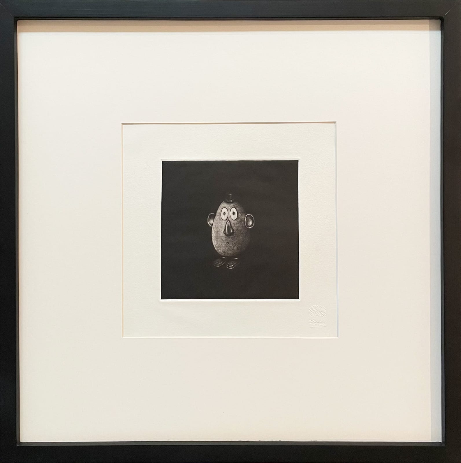 print of a black and white Mr. Potato Head that looks like an old time photograph