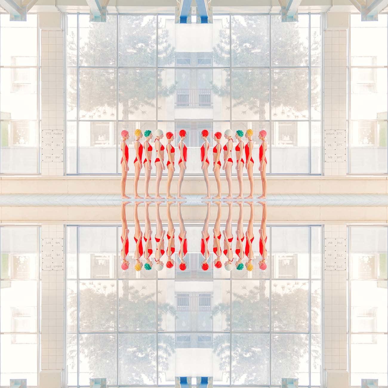 red bikini Swimming pool series Slovakian Photographer Maria Svarbova buy original prints here Gilman Contemporary Sun Valley art gallery
