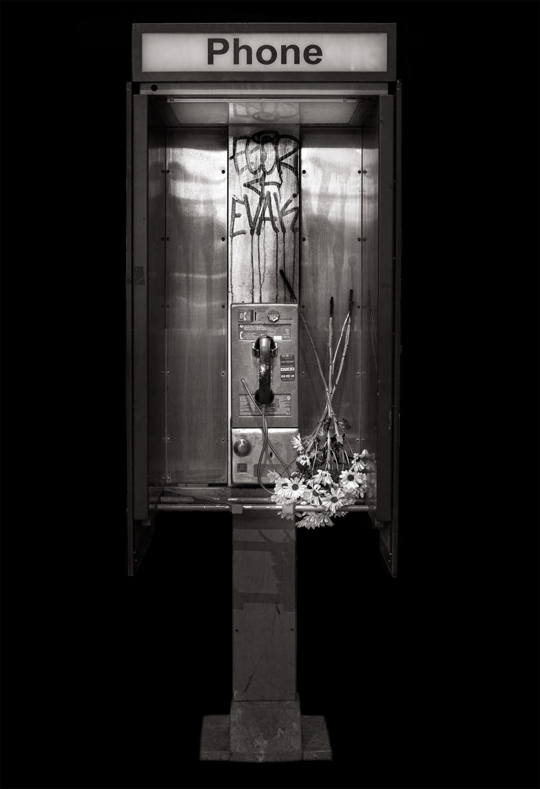 michael massaia phonebooth with flowers upside down