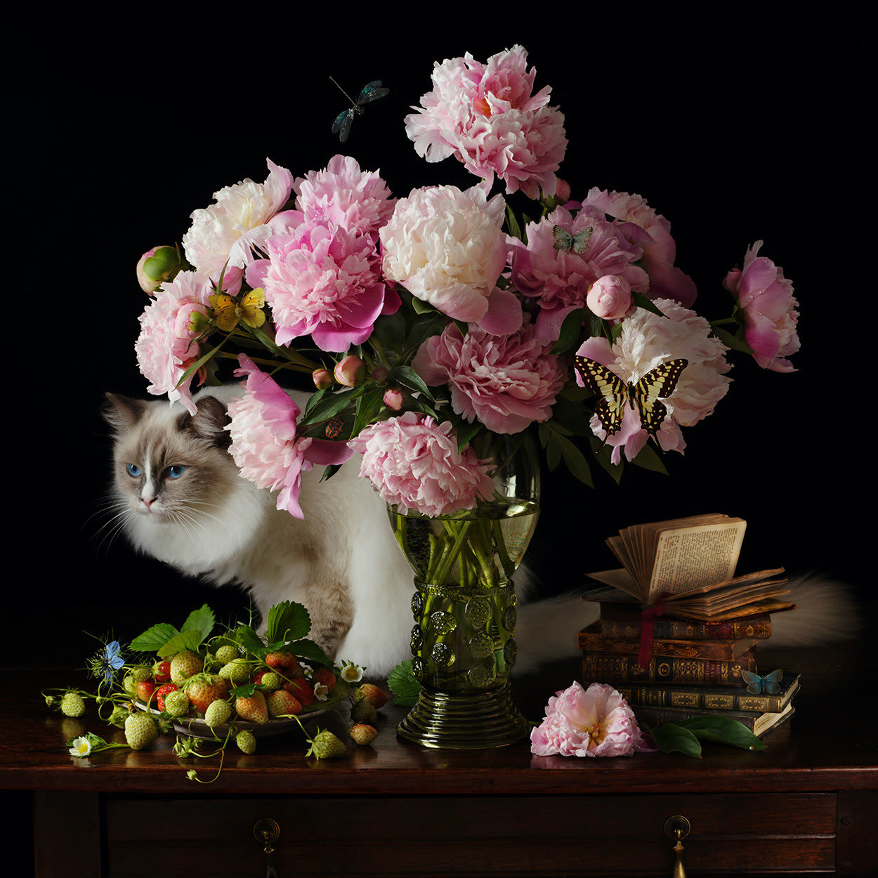 Paulette Tavormina Still Life with Flowers and Cat view at Gilman Gallery Sun Valley