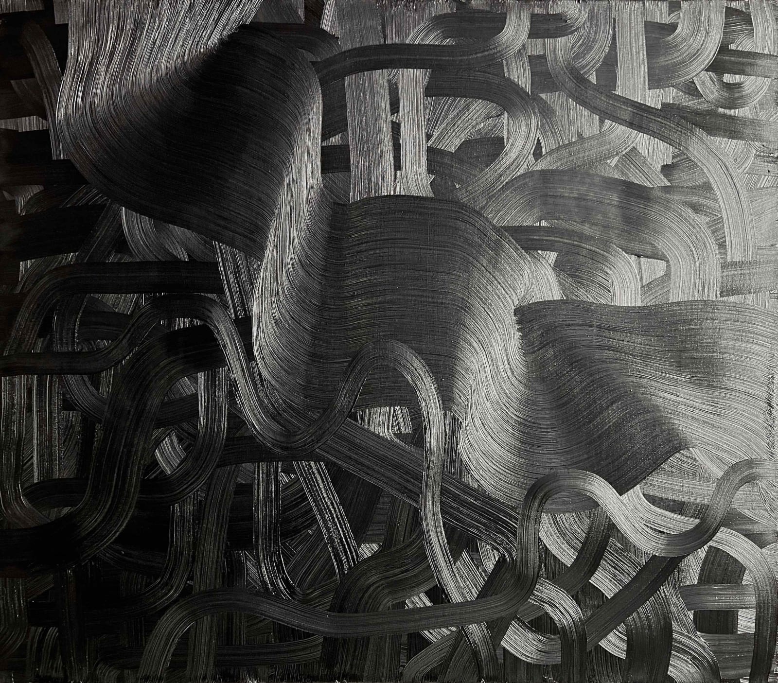 James Austin Murray sweeping brushwork jet black paint reflects light purchase at Gilman Contemporary