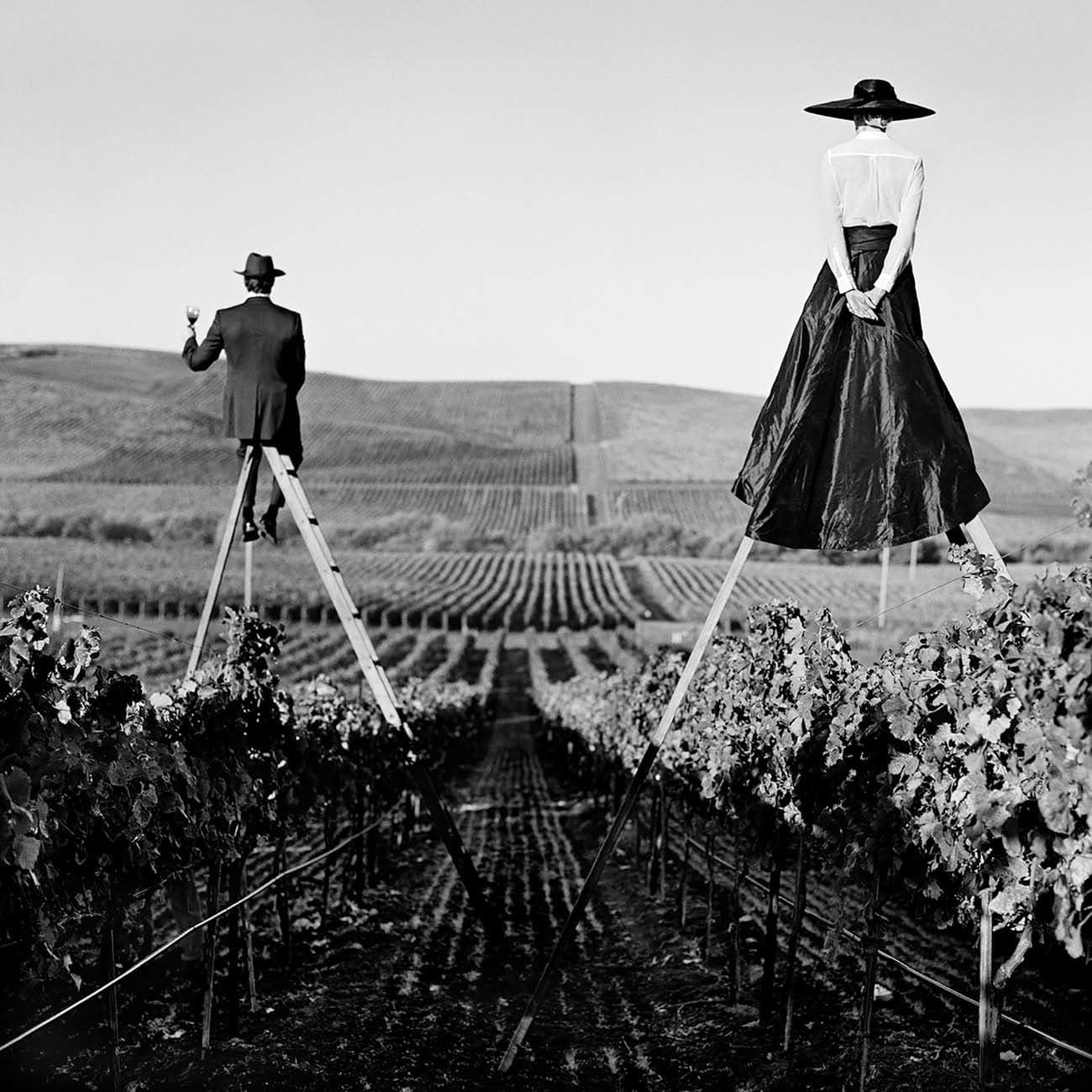 Couple in Vineyard Napa Valley b&w photograph Rodney Smith purchase Gilman Contemporary Sun Valley art gallery