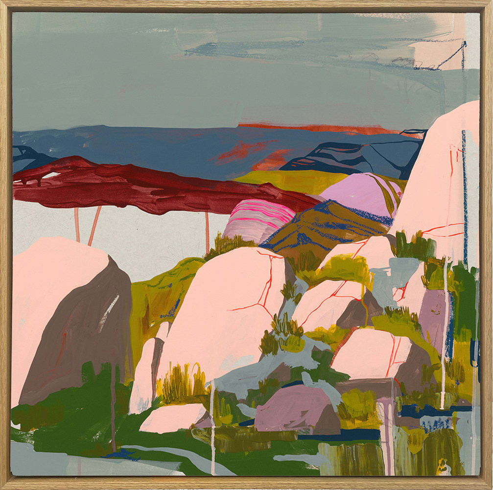 colorful abstract expressionist rocky landscape