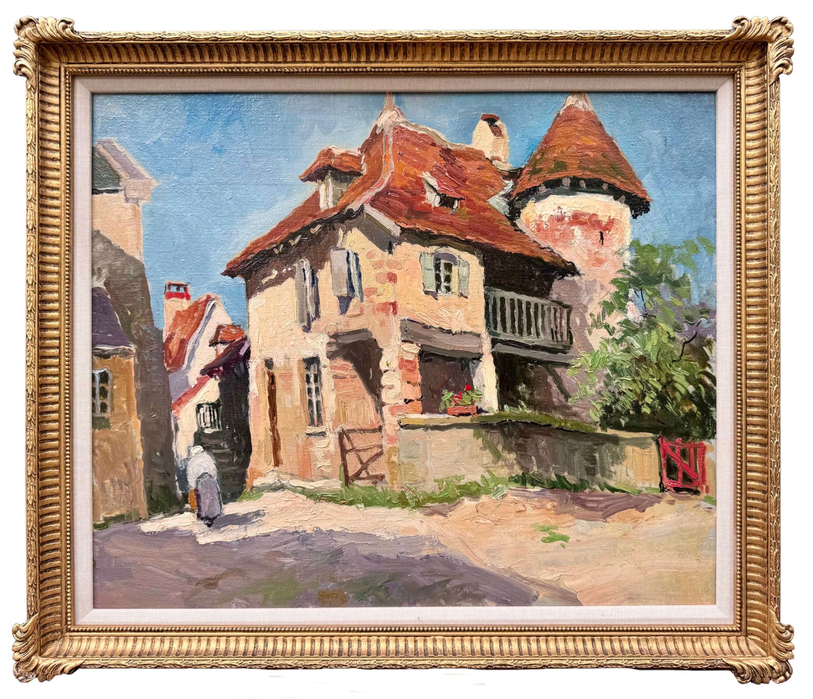 Maurice Martin, Femme Marchand dans une Ruelle de Village