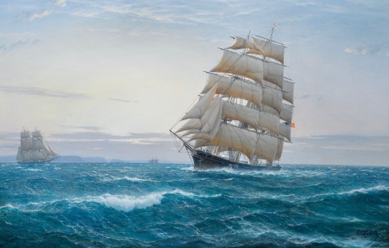 Derek G.M. Gardner, Sunrise, The Glory of the Seas in St. George's Channel, inbound for Liverpool, 1877
