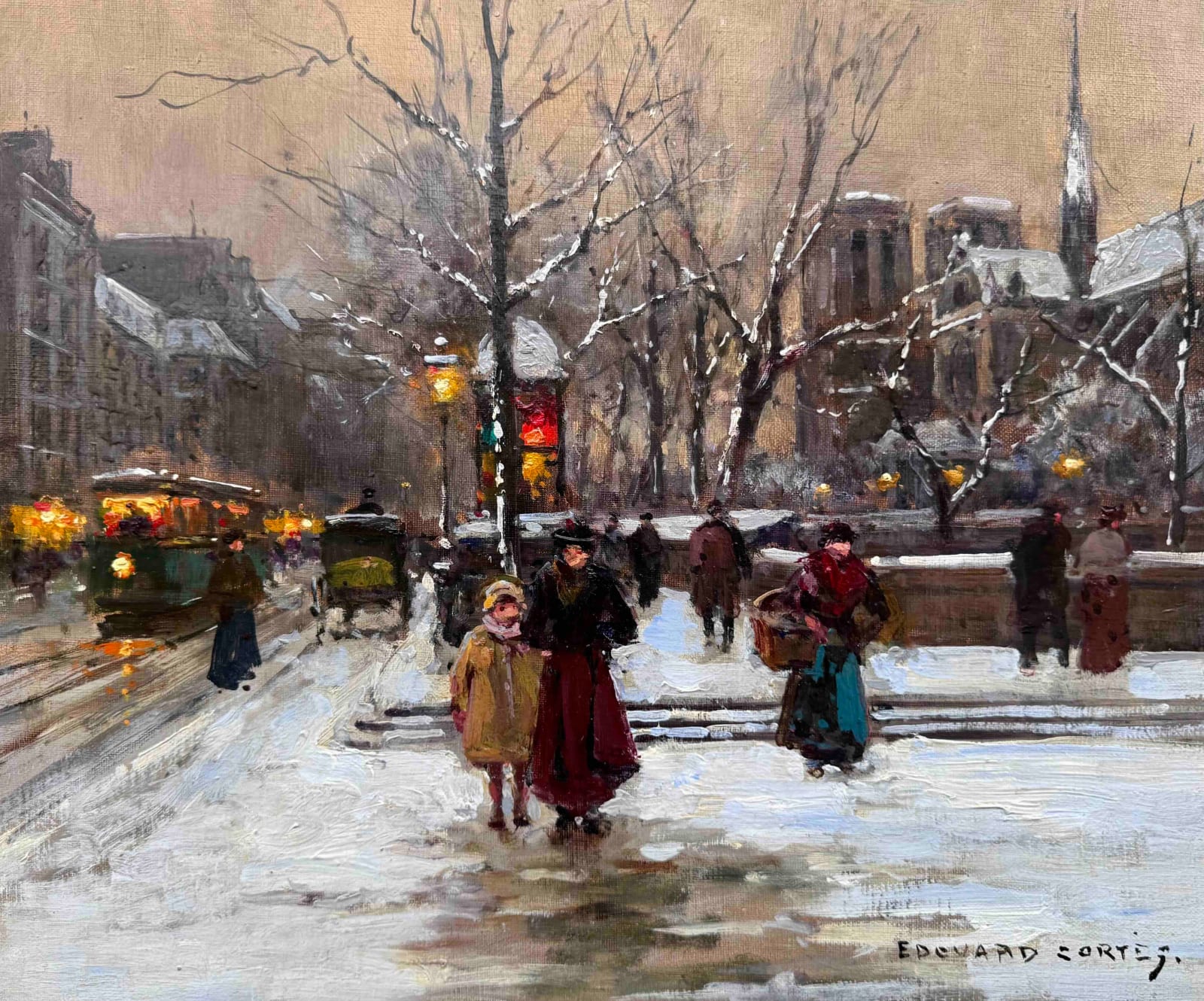 Édouard Henri Leon Cortès, Paris, Notre-Dame sous la Neige au Couchant