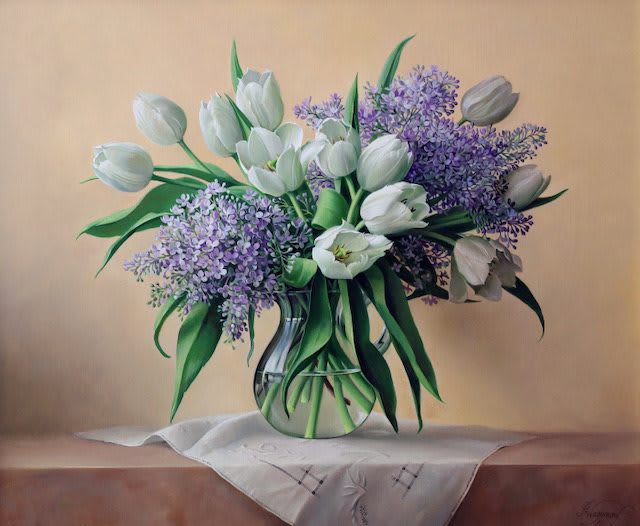 Pieter Wagemans, Blue Lilac and Tulips