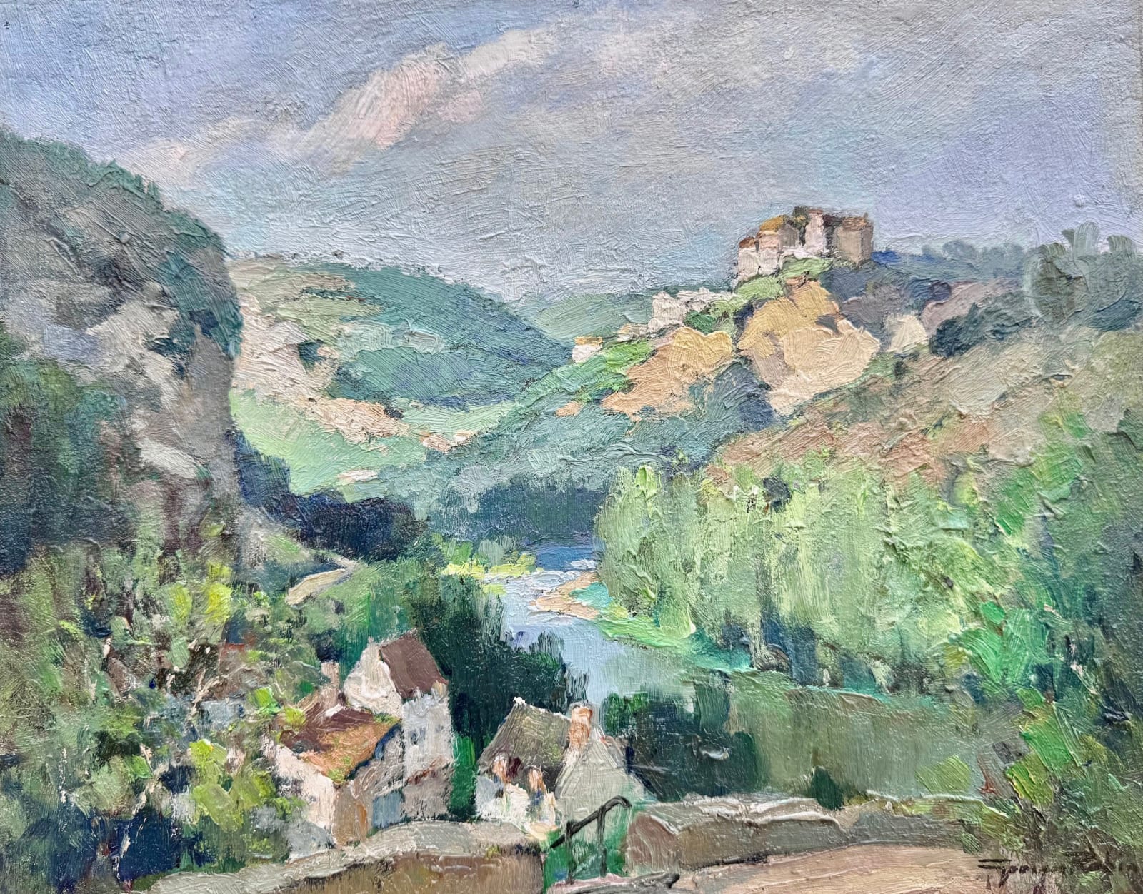 Georges Charles Robin, L'Aveyron à Bruniquel, c. 1955