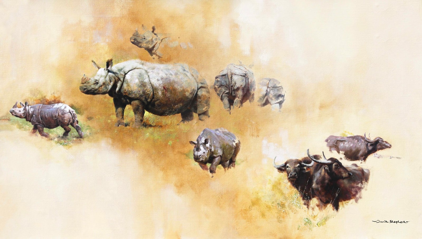 David Shepherd, Indian Rhino and Water Buffalo