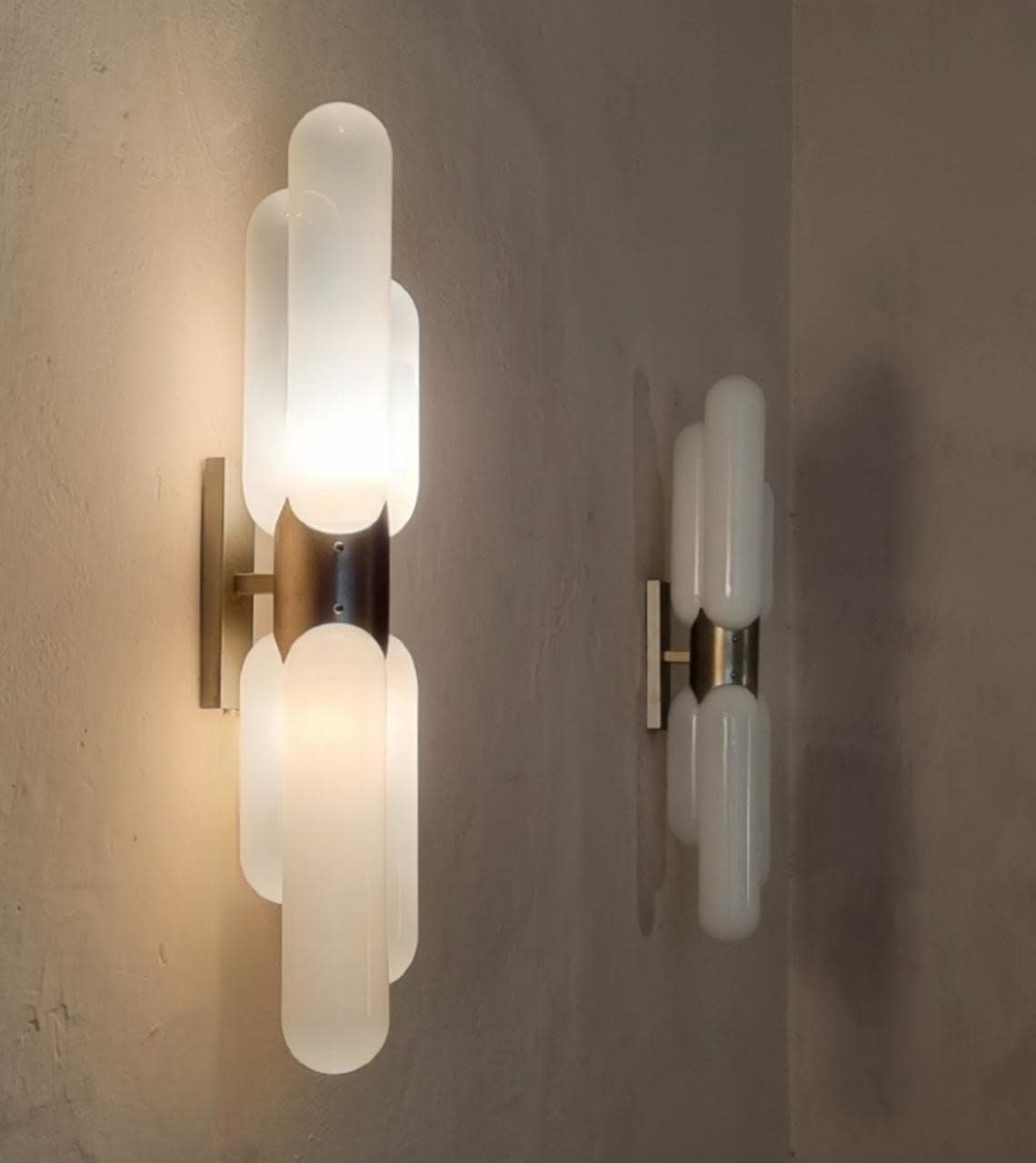 Lighting, Pair of Italian Murano Torpedo Wall Lights
