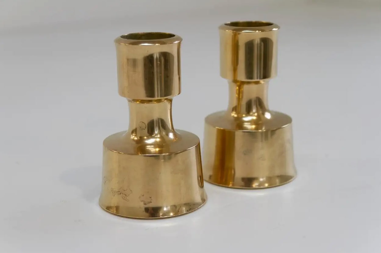 Accessories, Mid-Century Danish Brass Candleholders