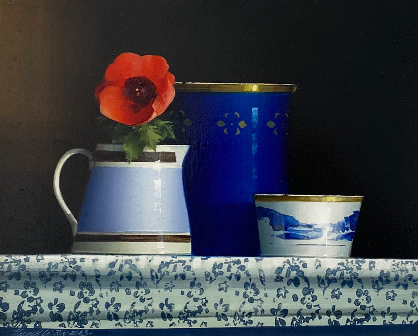 David French Le-Roy, Blue Tableware with Poppy