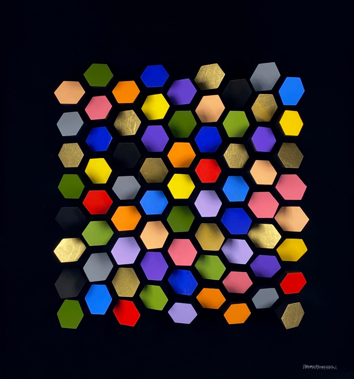 Peter Monaghan, Large Hexagons on Black