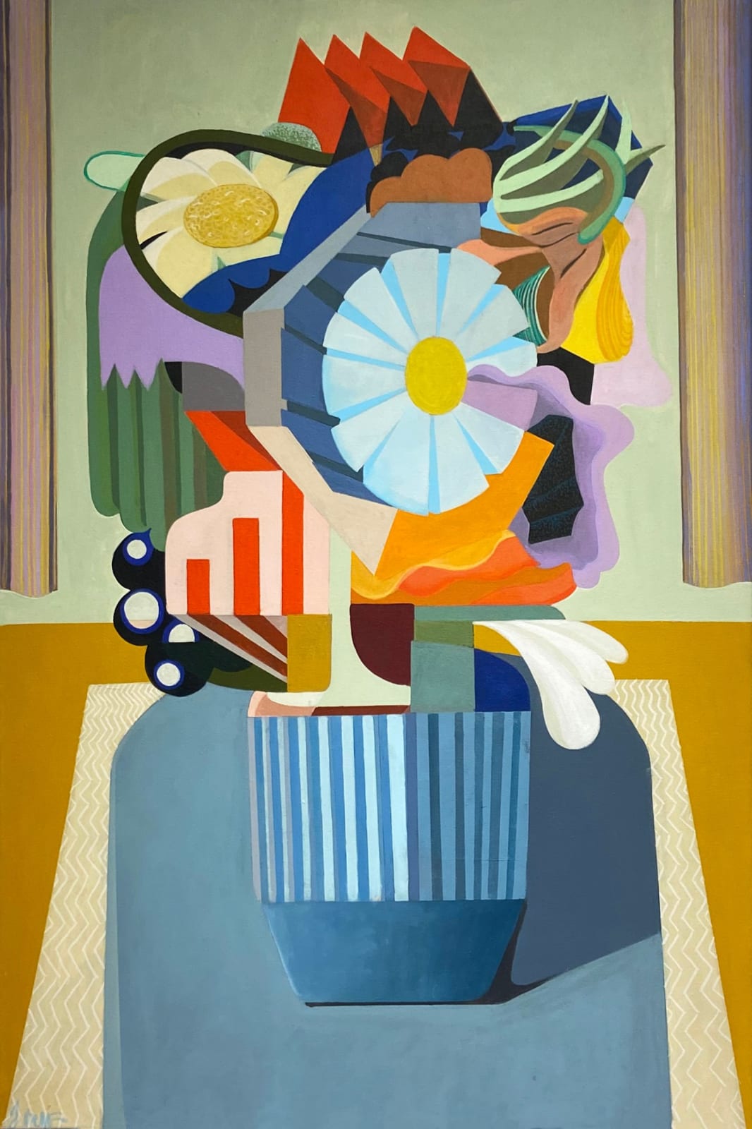 Jenny Belton, Flowers on blue Melamine