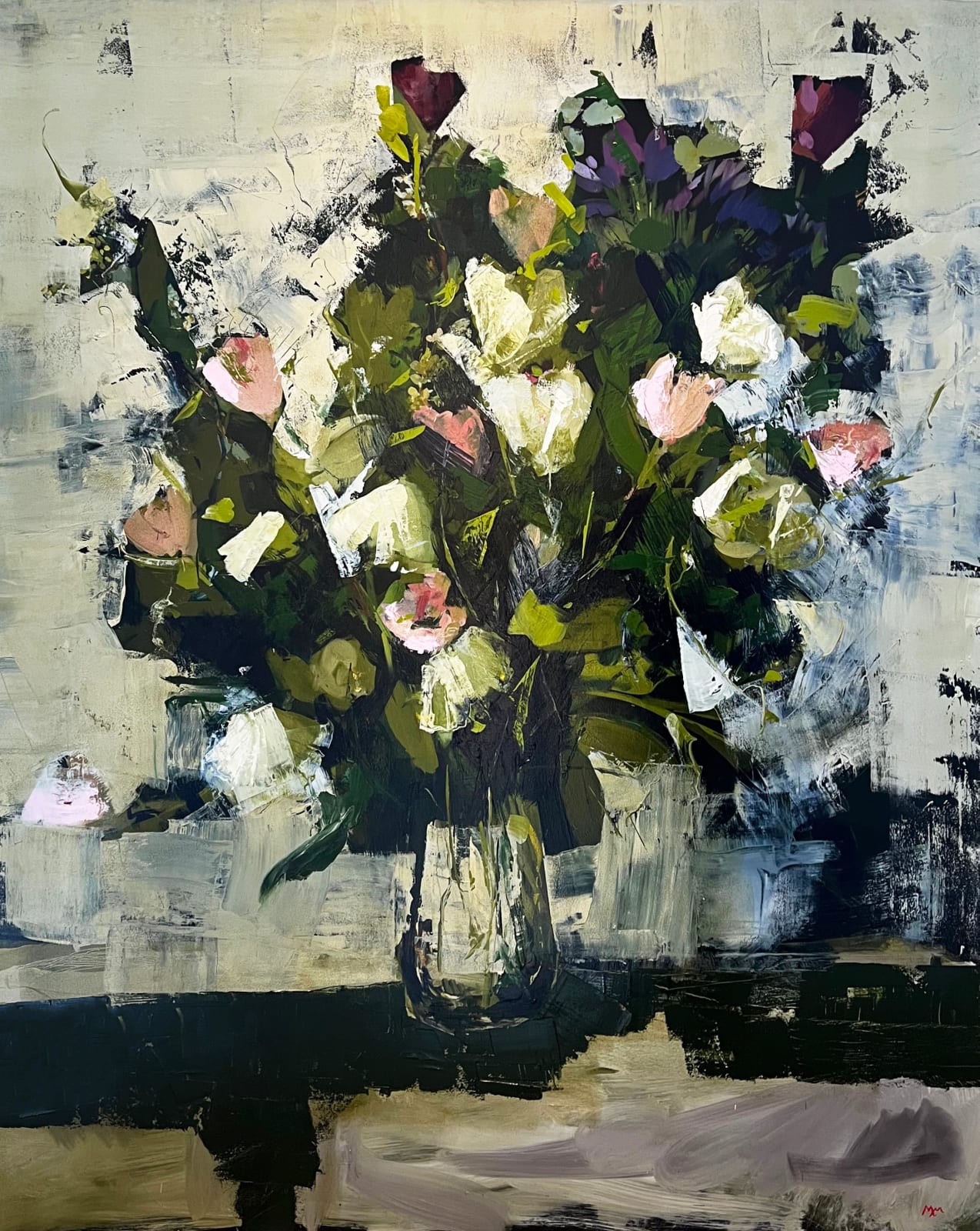 Martin Mooney, Summer Flowers with Pink and White Roses