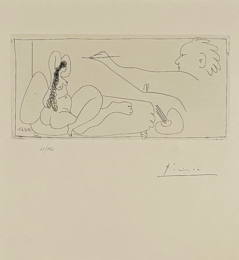 Pablo Picasso, Peintre et modele a l'Ottomane, 1963