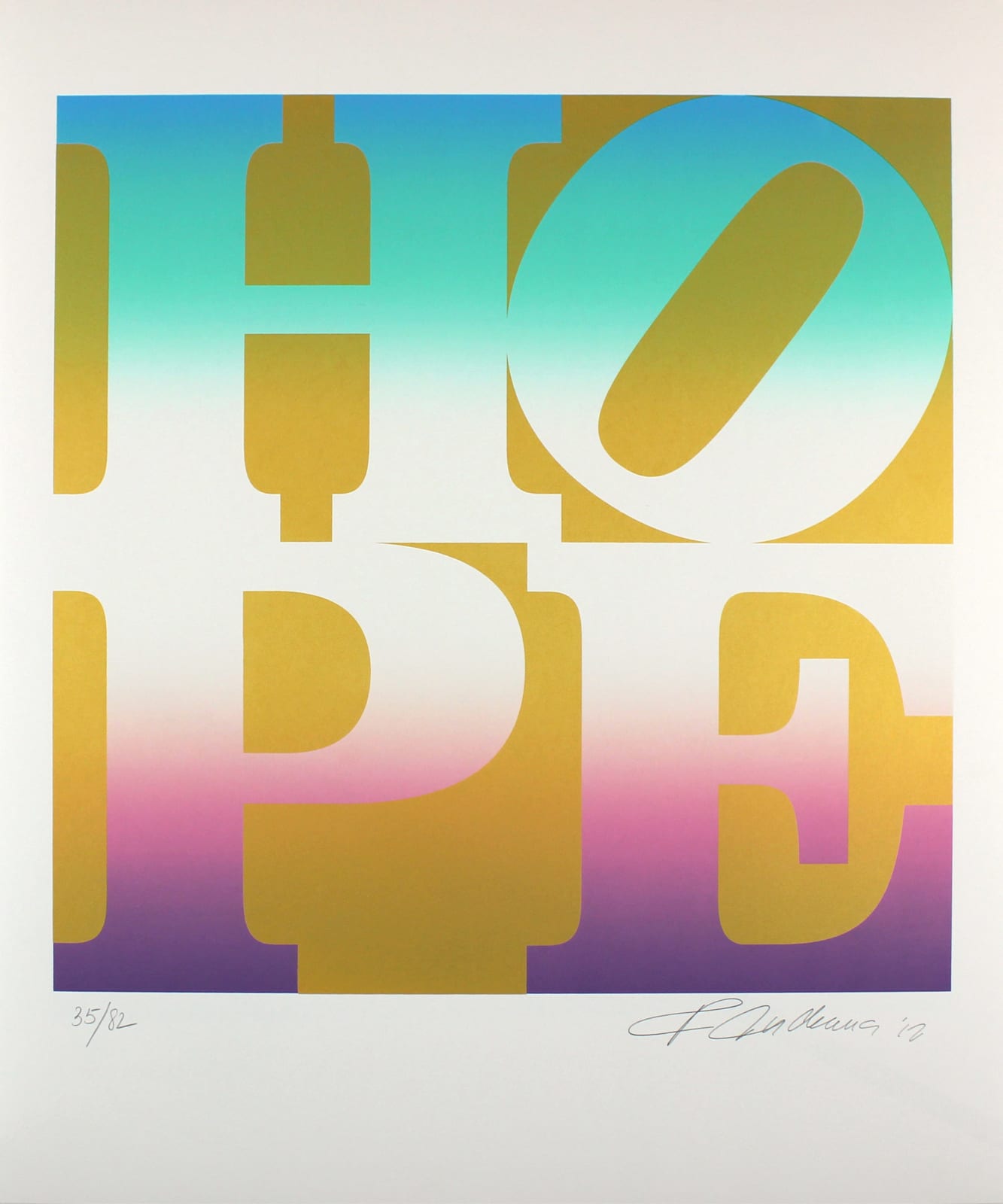 Robert Indiana, Hope (Gold, Blue, Turquoise, Pink, Purple), 2012