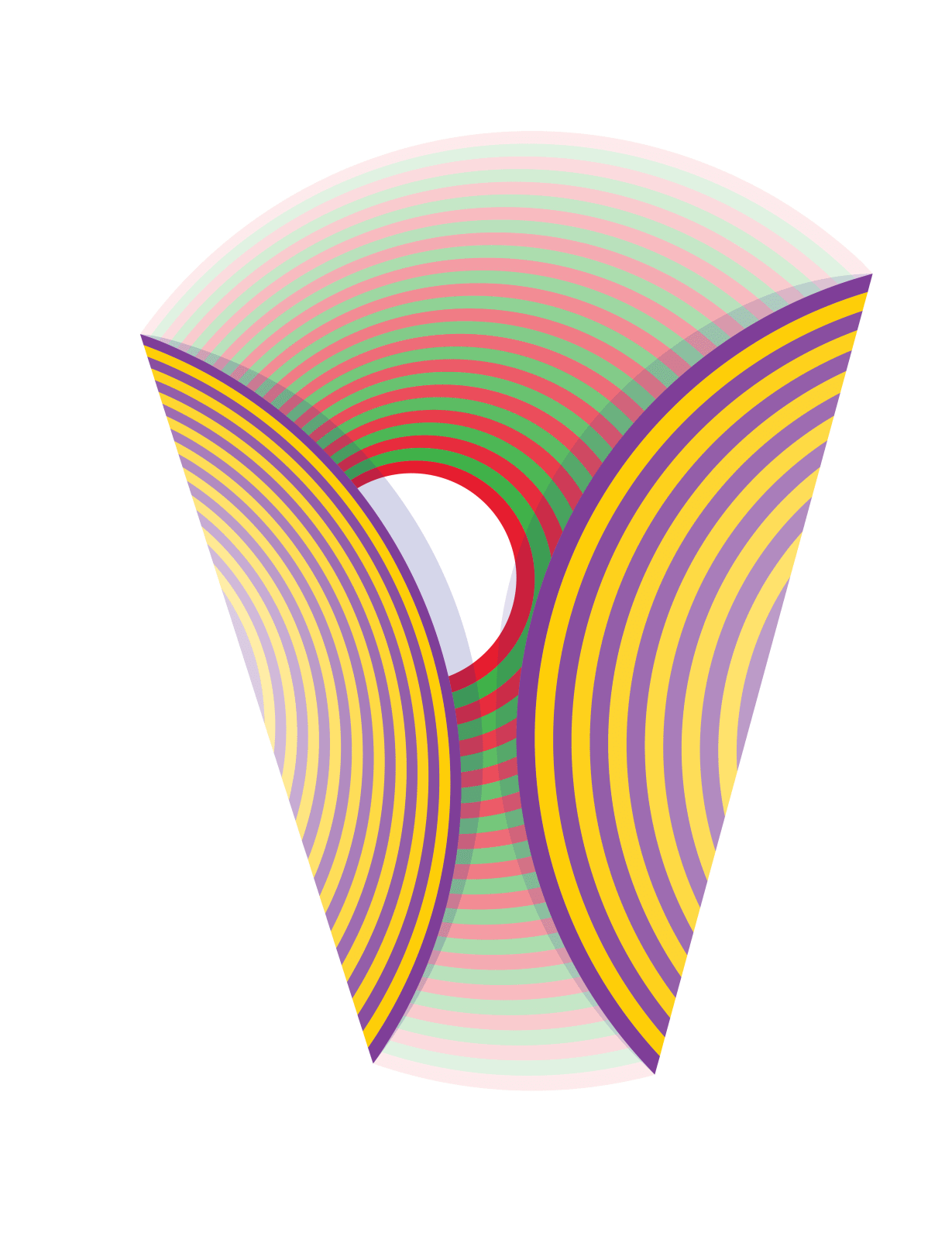 Peter Monaghan, Concentric Circles- Red/Green- Purple/Yellow