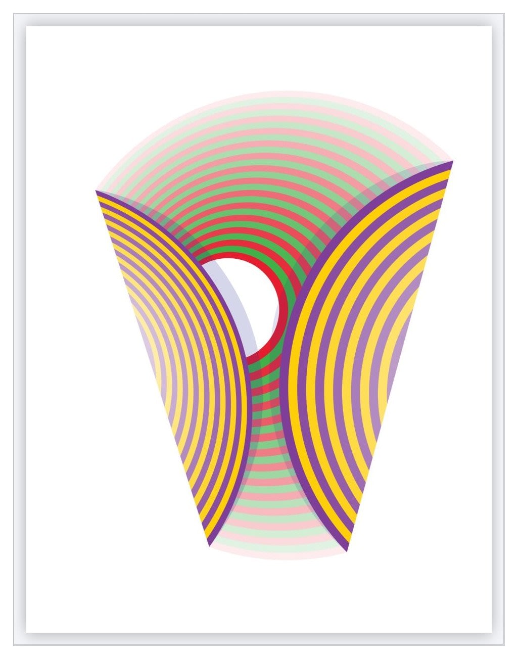 Peter Monaghan, Concentric Circles- Red/Green- Purple/Yellow