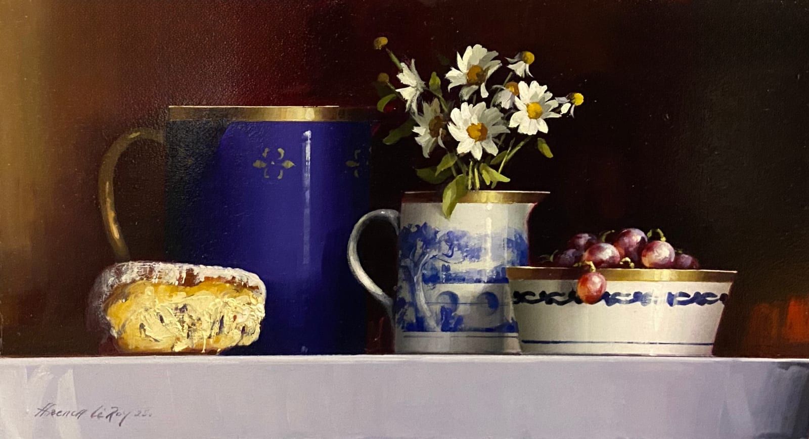David French Le-Roy, Blue Tableware and Daisies