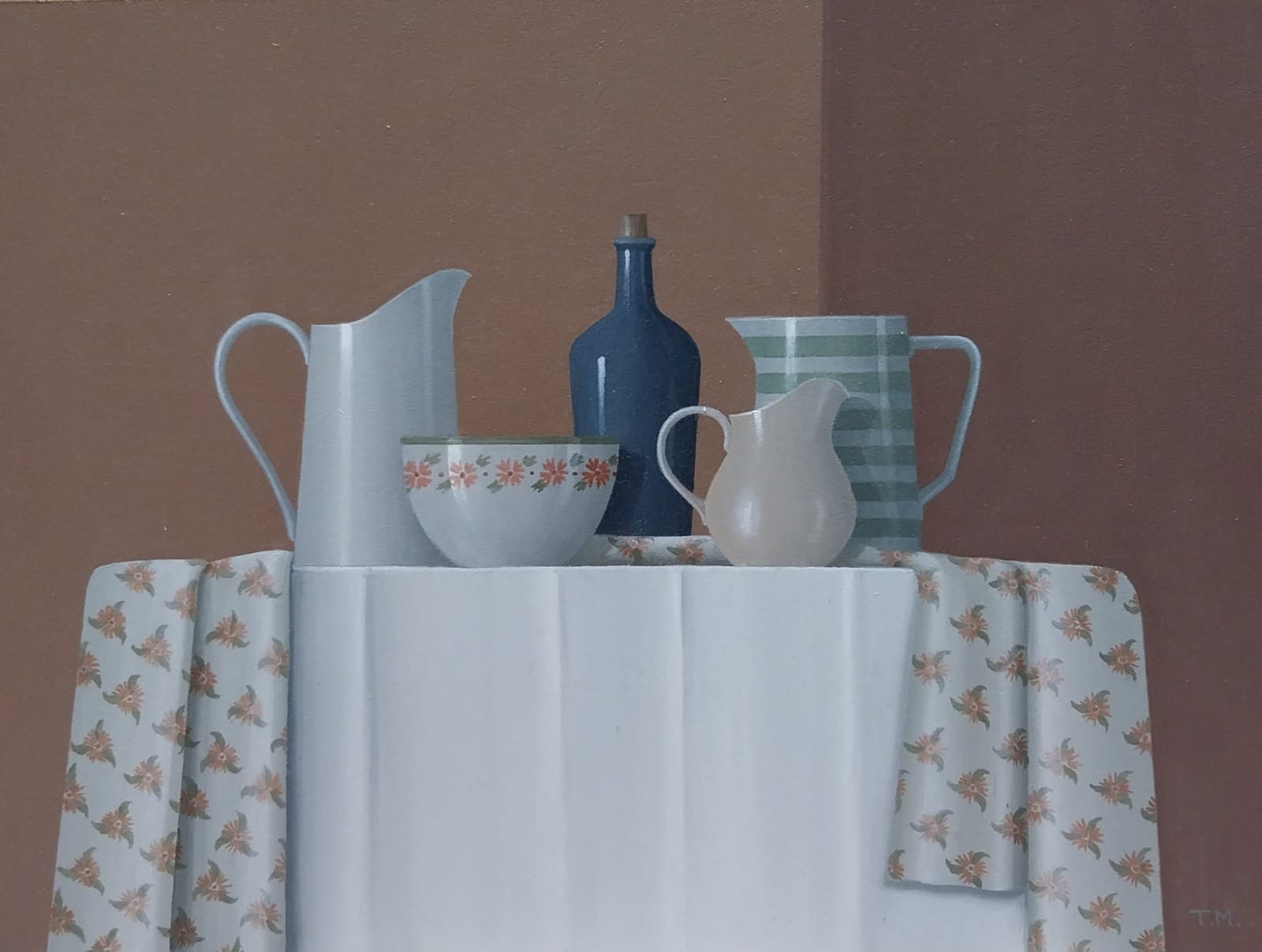 Trudie Mooney, Spongeware Bowl and Striped Jug