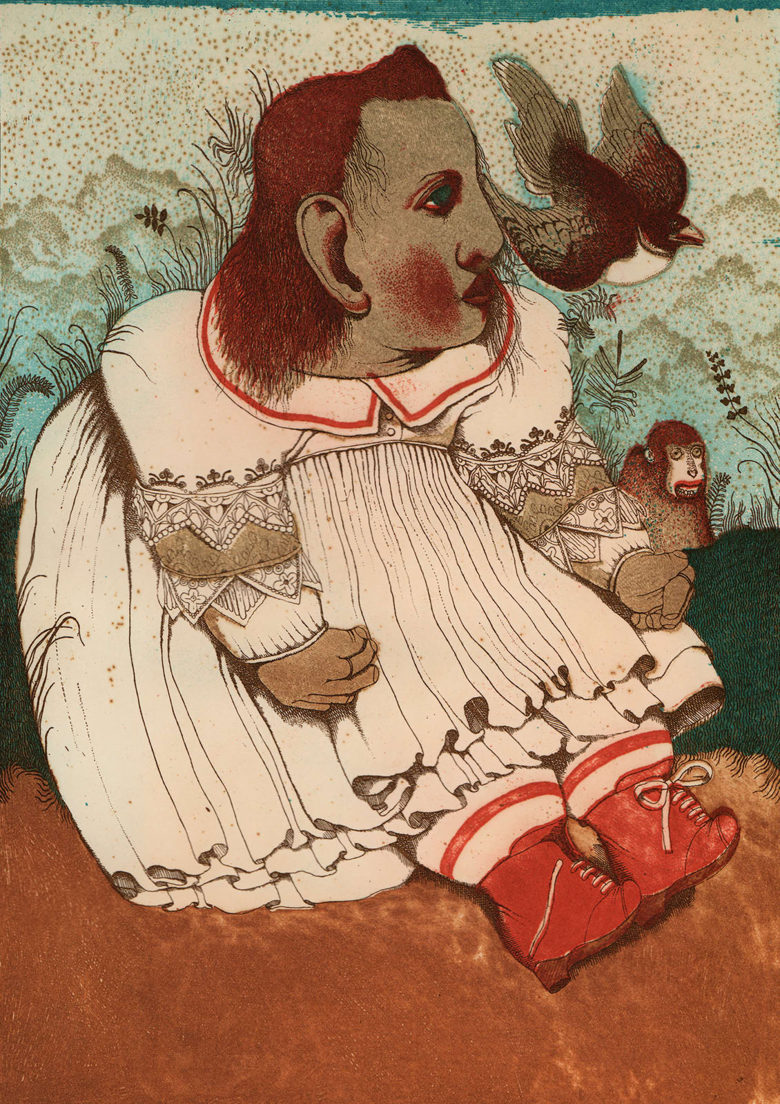 John Byrne, Girl with Monkey, 1972