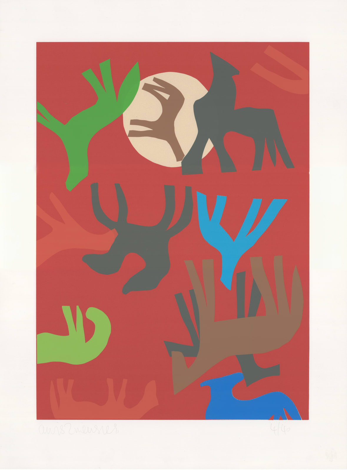 Adrian Wiszniewski, Horse Kunst (Dark Red), 2002