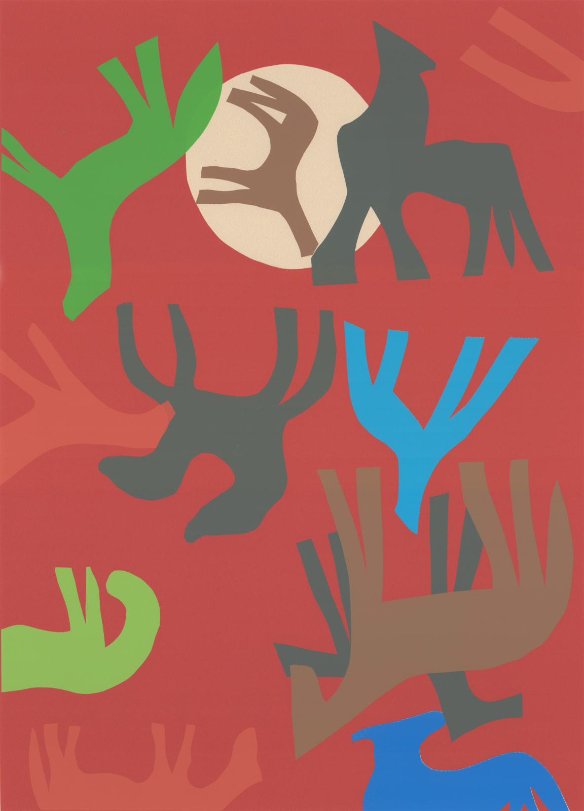 Adrian Wiszniewski, Horse Kunst (Dark Red), 2002