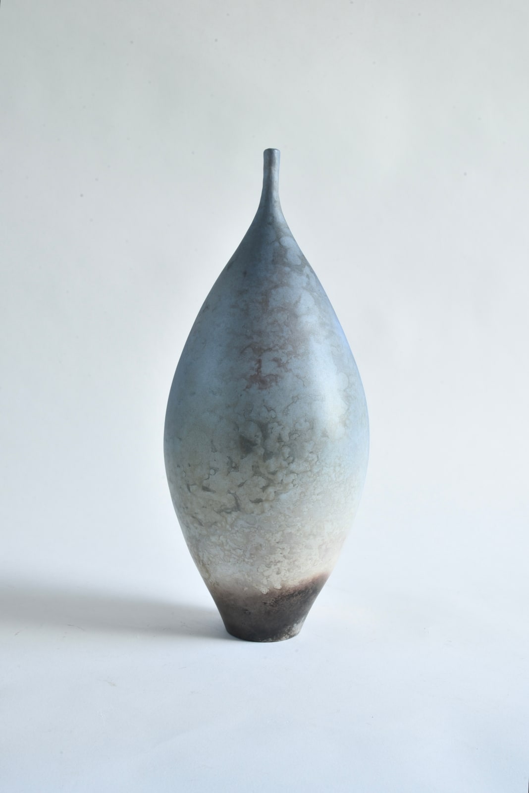 Janene Waudby, Large Mid Blue/pink Smokefired Bottle