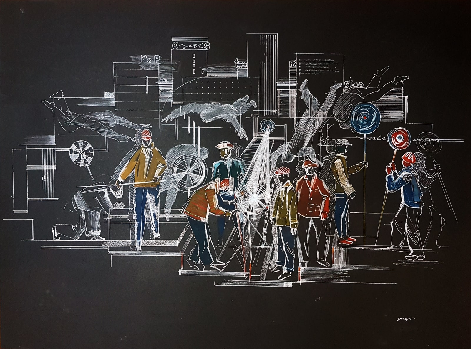 Vladimir Grig, ПРИЗРАКИ МИЛАНСКИХ МОНТАЖНИКОВ (в раме), 2008 - 2023