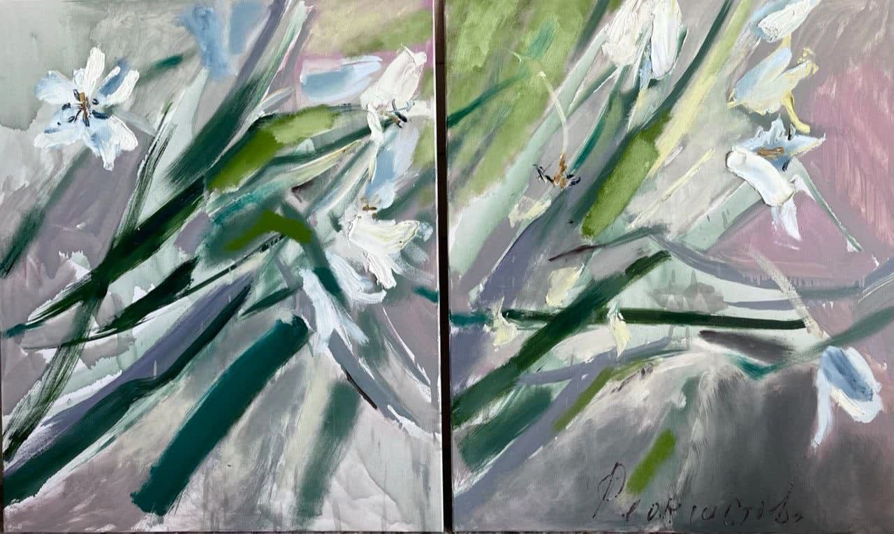Asya Feoktistova, TULIPS AFTER THE RAIN (DIPTYCH) • ТЮЛЬПАНЫ ПОСЛЕ ДОЖДЯ (ДИПТИХ), 2022