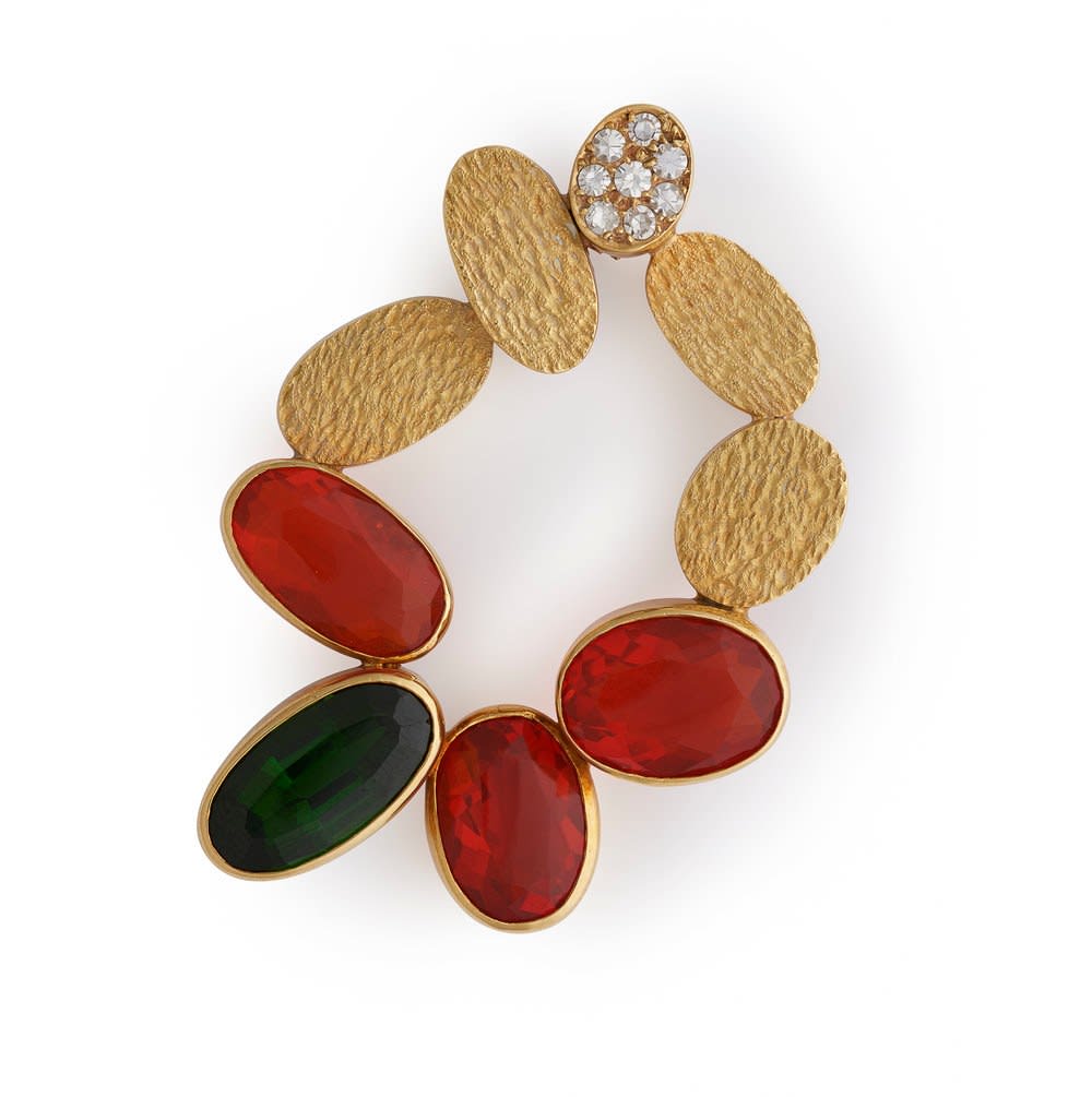 GRIMA, Tourmaline and Fire Opal Brooch, 1970