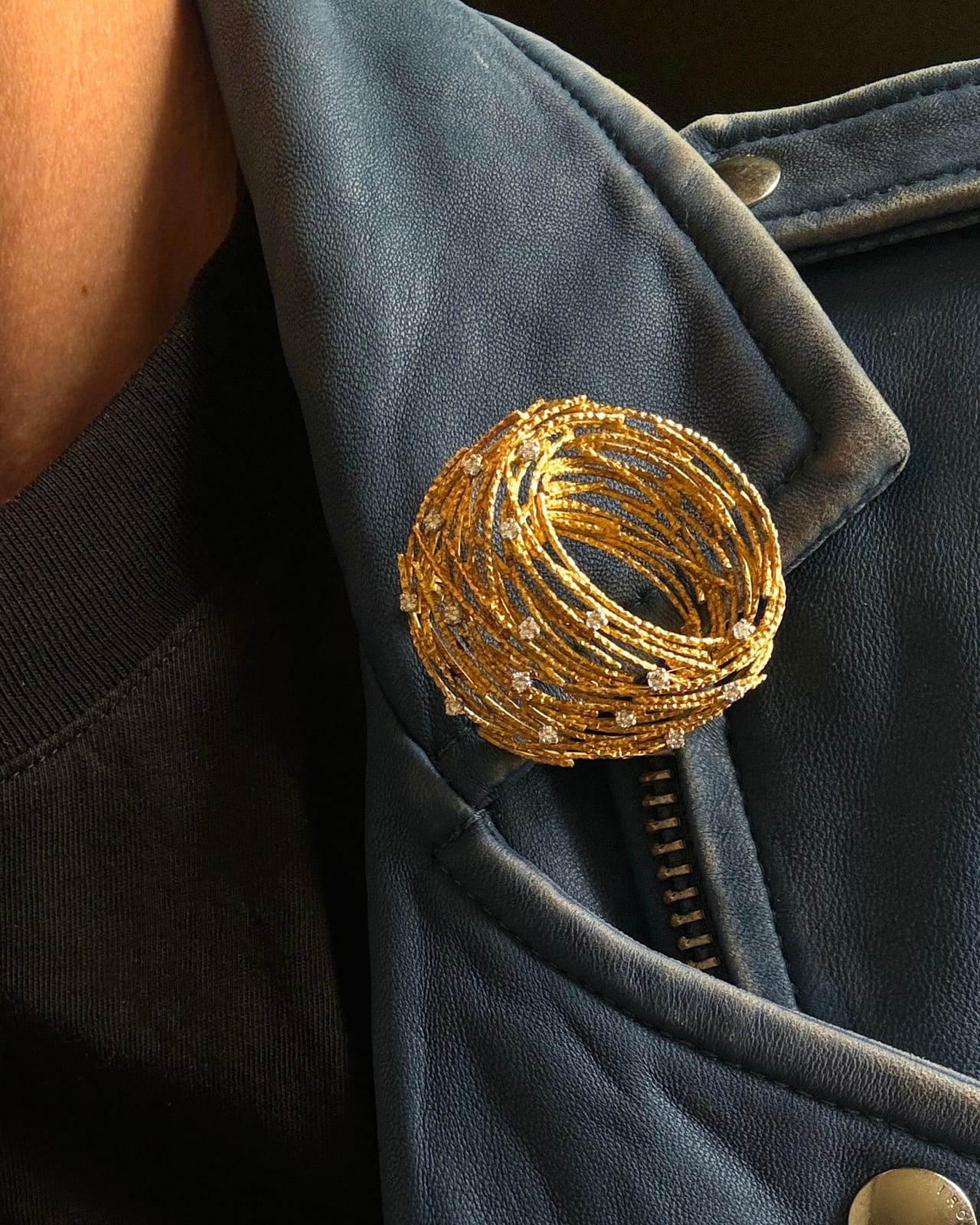 GRIMA, Textured Wire and Diamond Brooch, 1966