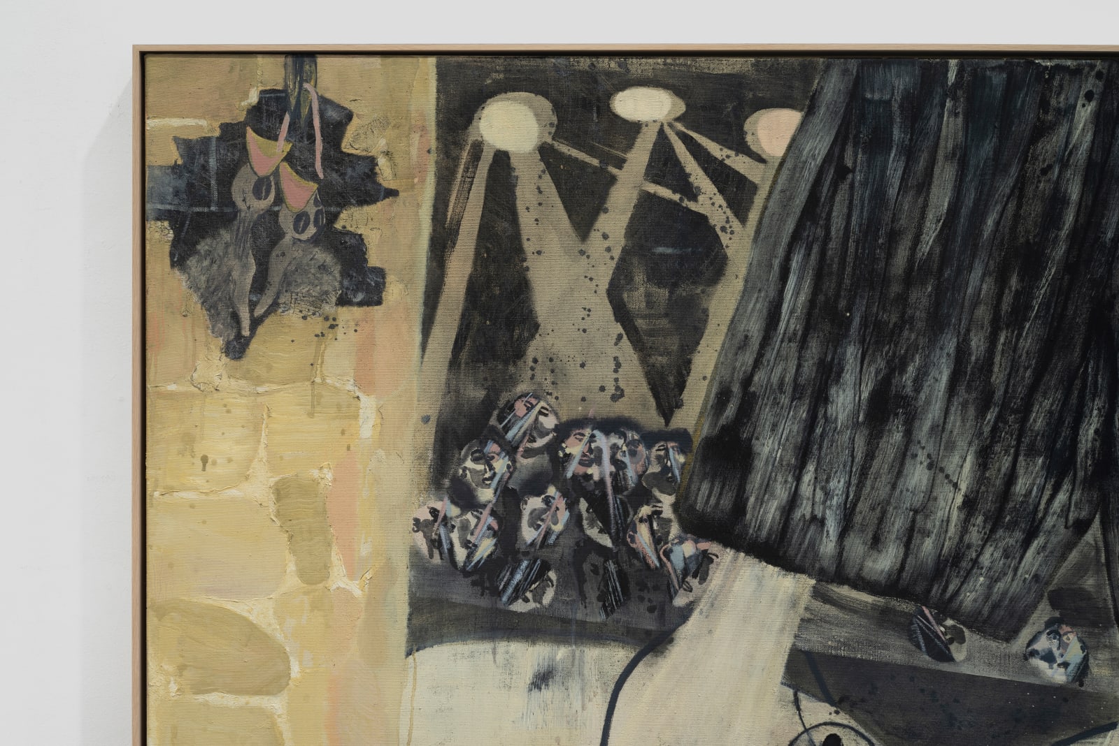 Oil on canvas of a pair of massive neutral colored sneakers