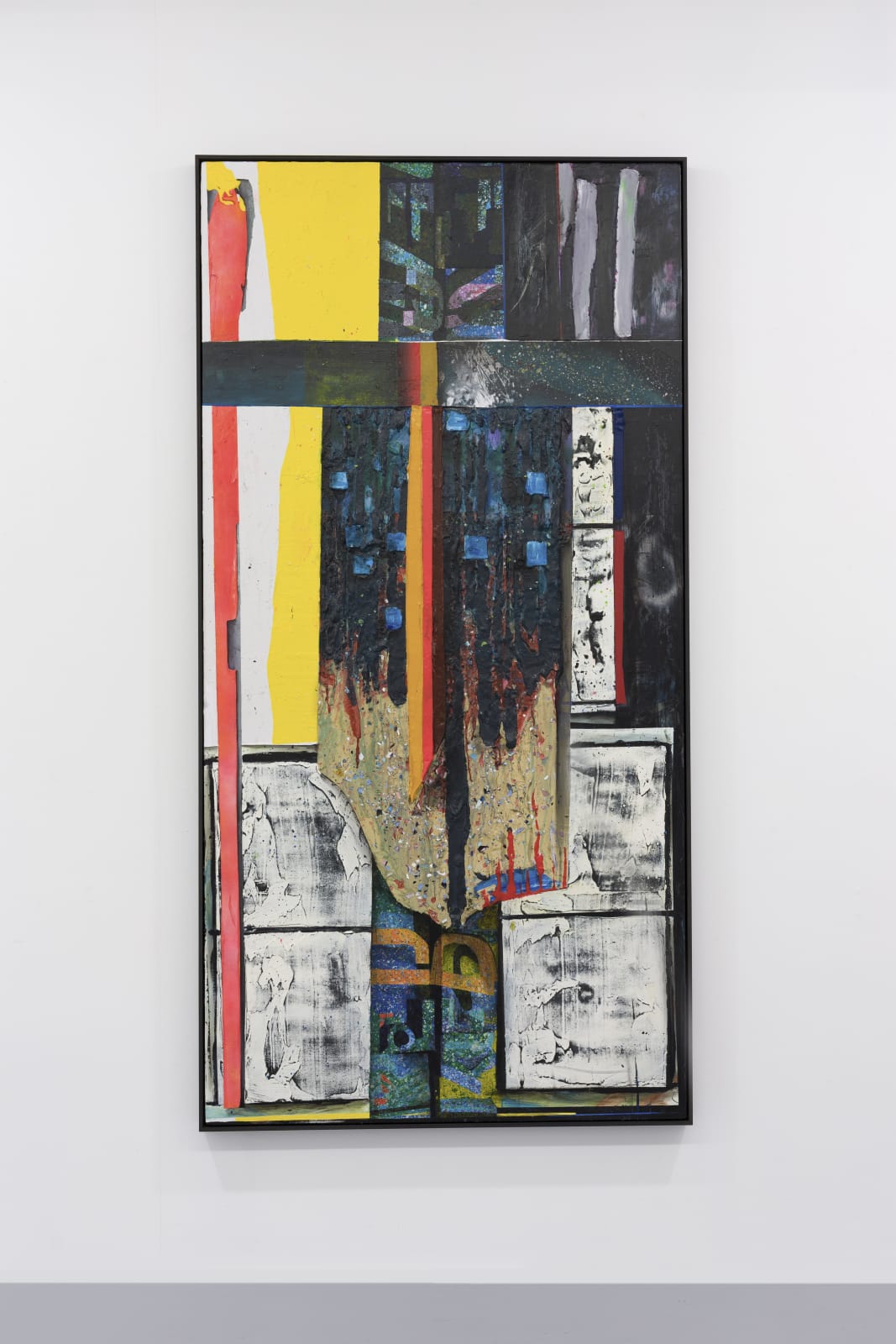 A mixed media painting of an abstract room