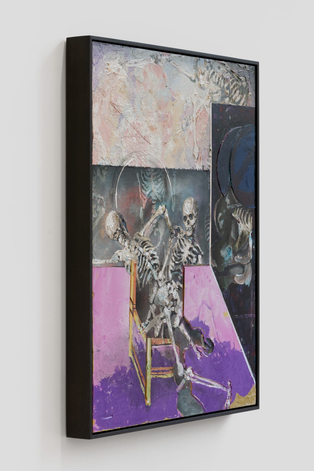 A mixed media piece of abstract scene.