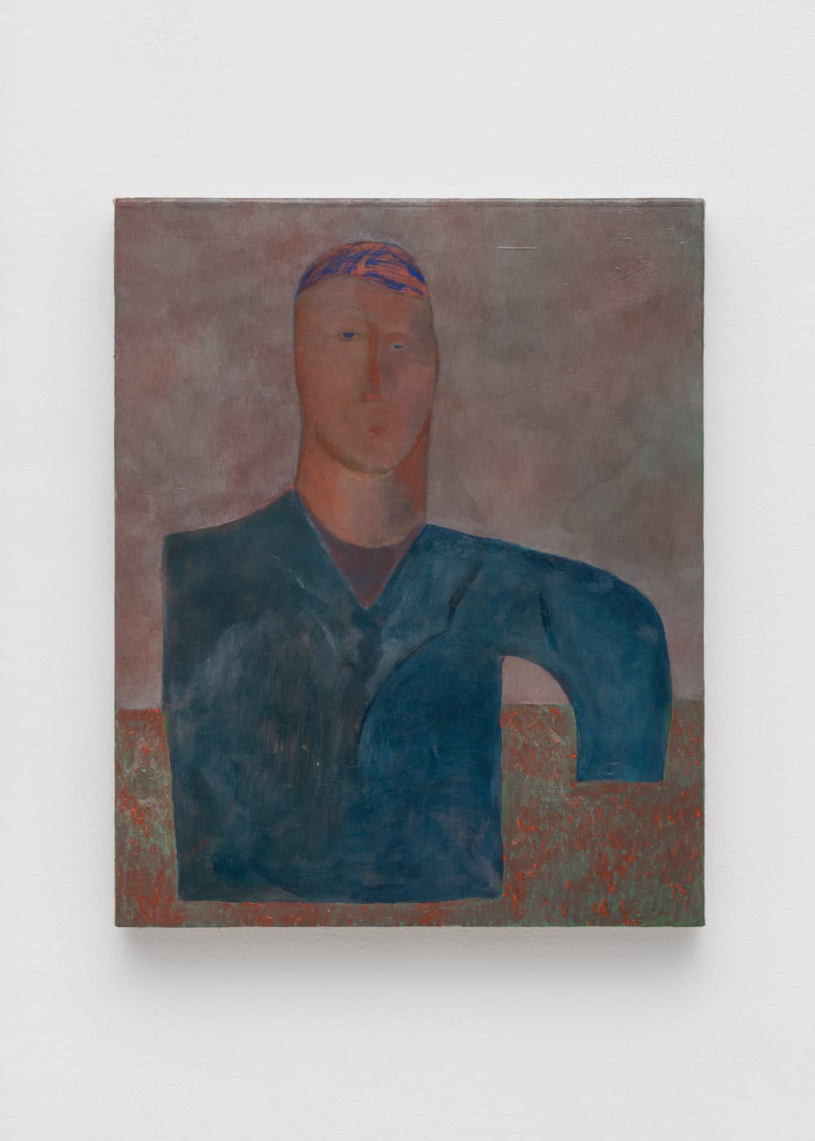 Volker Hüller, self with blue toupee, 2024