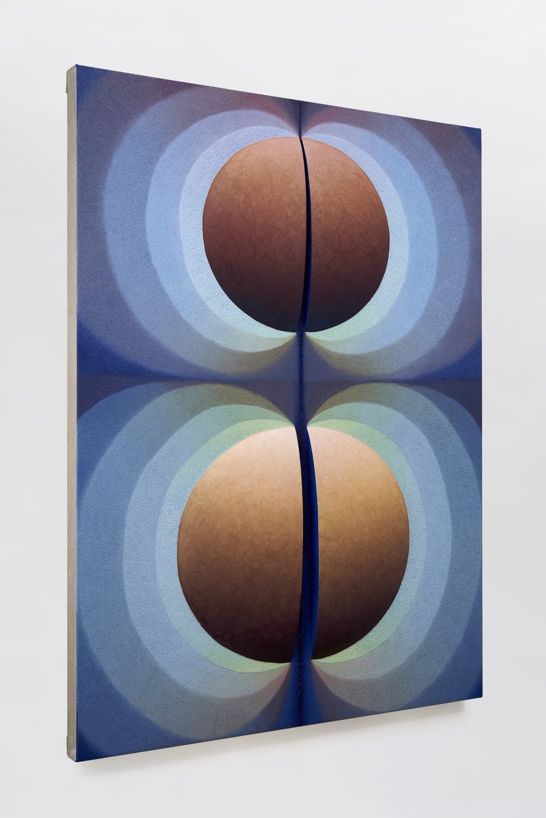 Loie Hollowell, Split orbs in blue, green and orange, 2020